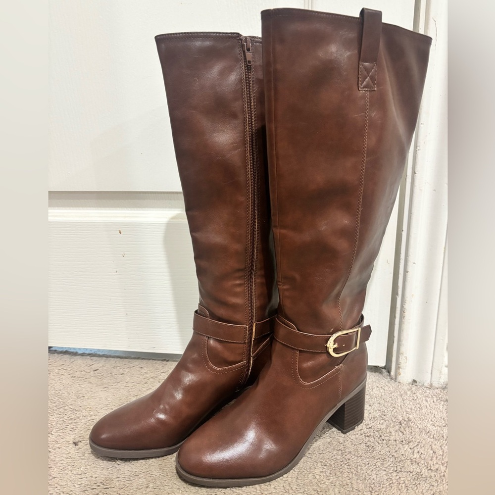 LifeStride Brown Over-the-Knee Riding Boots with Buckle Size 7.5 Heeled NWOT